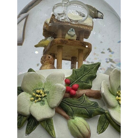 Snowglobe Snow Globe Bunny Bird House Magnolia Marjolean Bastin 4" Hallmark EUC - Picture 2 of 11